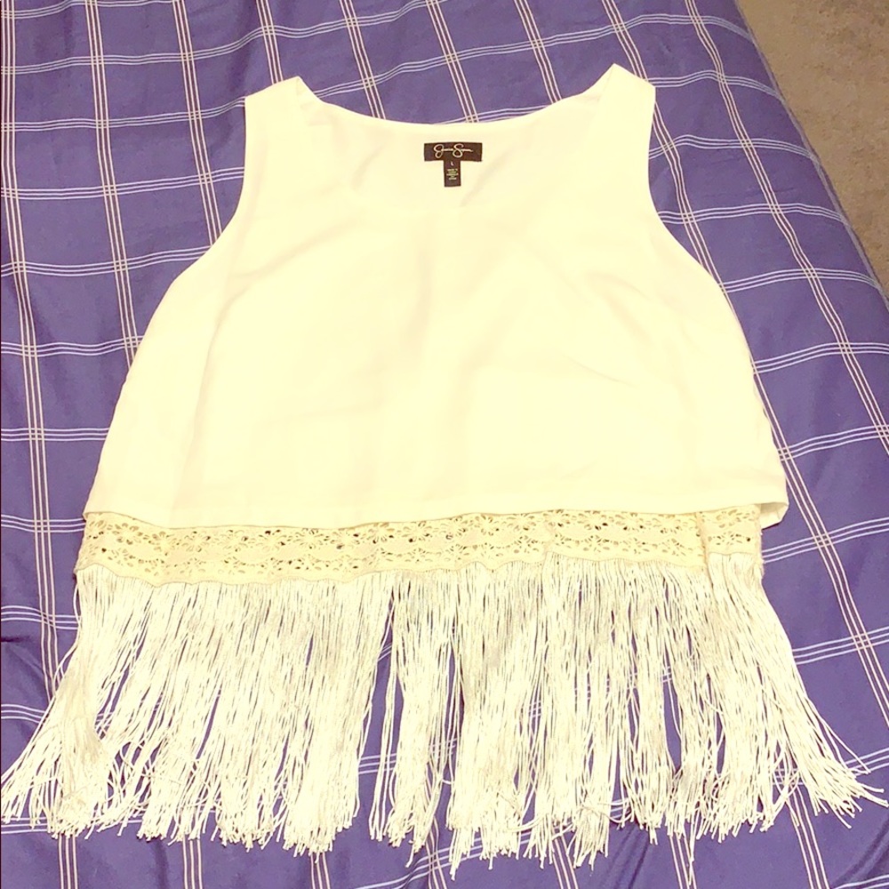 Fun Fringe and Lace Detail Crop Top